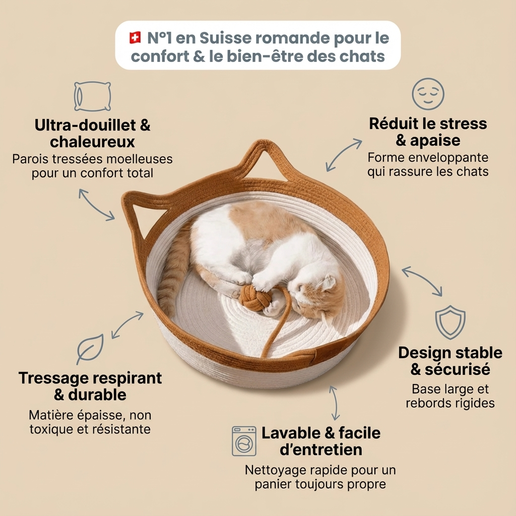 Panier Cocon Tressé pour Chat